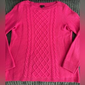 Talbots Fuchsia Cable Knit Boatneck Sweater - Size M - Old Money - EUC